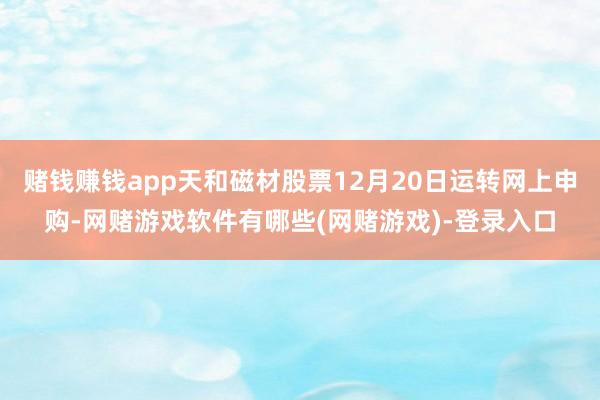 赌钱赚钱app天和磁材股票12月20日运转网上申购-网赌游戏软件有哪些(网赌游戏)-登录入口